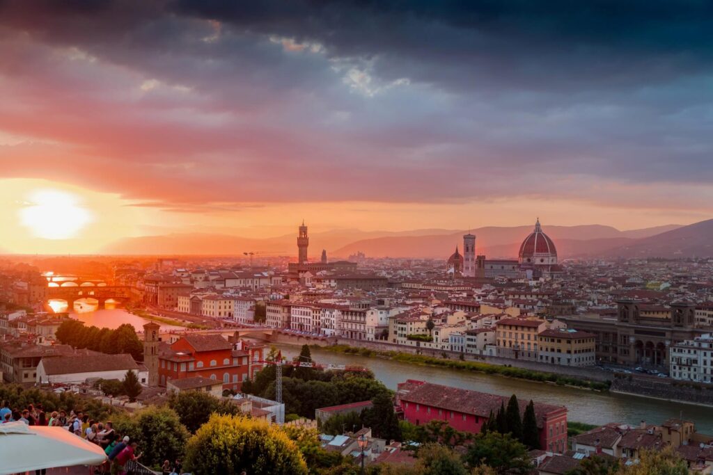 View of Florence, Italy, at sunset