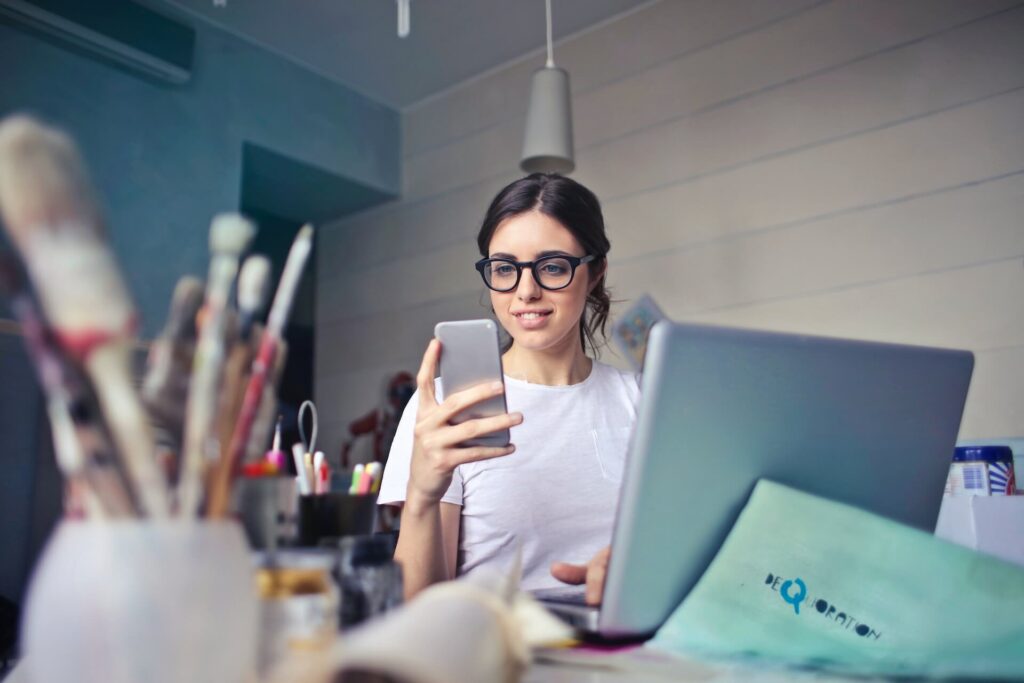 Girl holding the phone